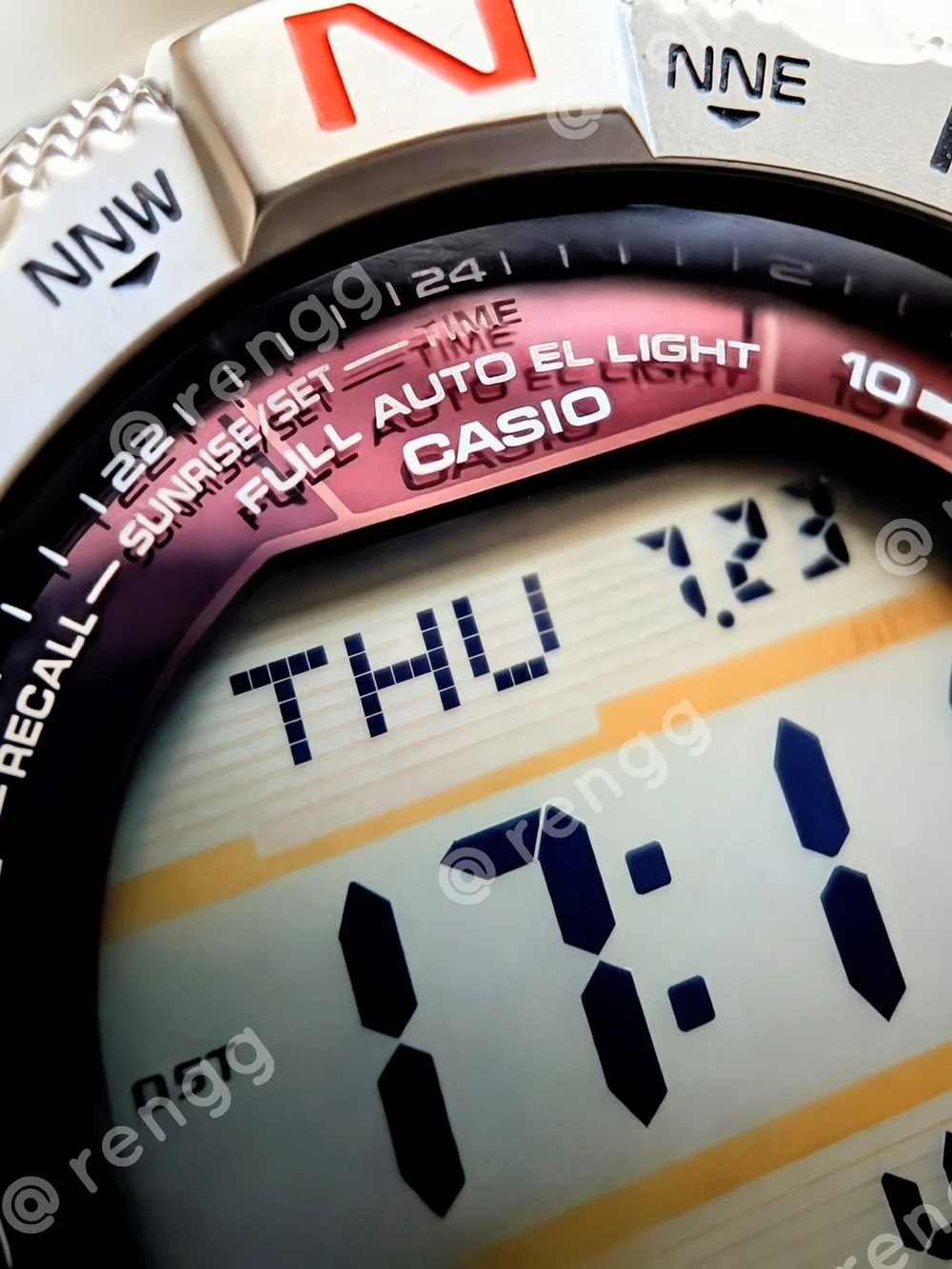 Casio Pro Trek Digital Compass Watch - Black & Silver with Orange Accents